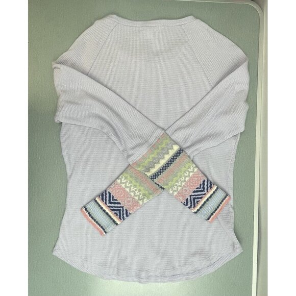 Beach Lunch Lounge Lavender Waffle Knit Thermal Long Sleeve Tee Size Medium - Picture 7 of 16